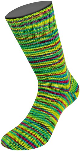 Lana Grossa Meilenweit 100 Merino Extrafine Cosy 6162 Wijnrood/mei/geelgroen/petroleumblauwe strepen-3