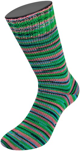 Lana Grossa Meilenweit 100 Merino Extrafine Cosy 6165 Oudroze/paars/turkoois/mei/zwart groene strepen-3