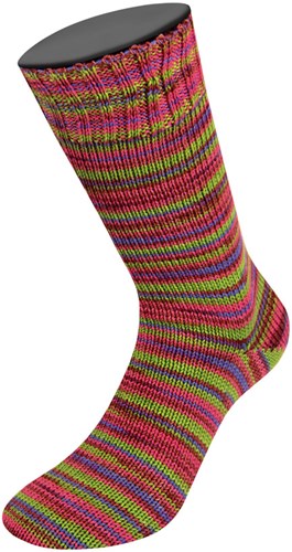 Lana Grossa Meilenweit 100 Merino Extrafine Cosy 6166 Roze/bordeaux/lentegroen/violetblauwe strepen-3