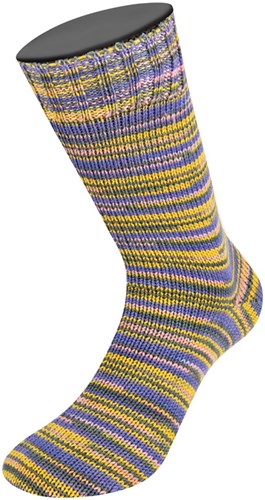 Lana Grossa Meilenweit 100 Merino Extrafine Cosy 6167 Geel/perzik/grafietgrijs/violetblauwe strepen-3