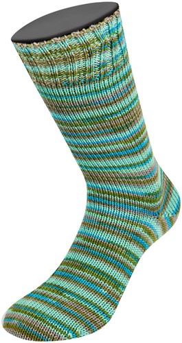 Lana Grossa Meilenweit 100 Merino Extrafine Cosy 6168 Mint turquoise/turquoise blauw/grijs bruin/mosgroene strepen-3