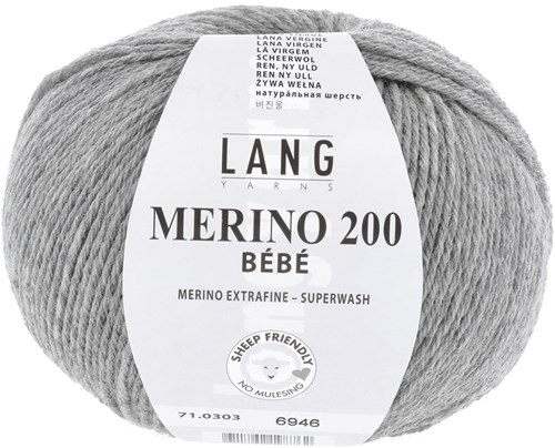 Lang Yarns Merino 200 Bebe 0303 Lichtgrijs Gemêleerd