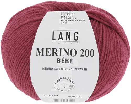 Lang Yarns Merino 200 Bebe 0362 Wijn Rood