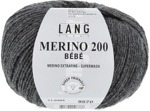 Lang Yarns Merino 200 Bebe 0405 Donkergrijs Gemêleerd