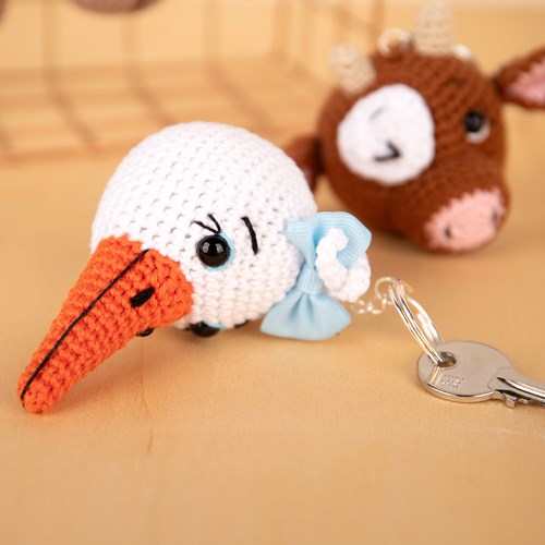 Sleutelhanger Set 1 koe, hond, ooievaar en varken - Sandra Bekx Haakpakket-2