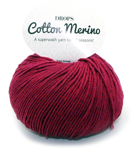 Drops Cotton Merino Uni Colour 7 Wijnrood