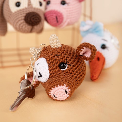 Sleutelhanger Set 1 koe, hond, ooievaar en varken - Sandra Bekx Haakpakket-3