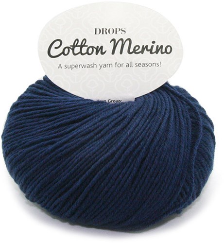 Drops Cotton Merino Uni Colour 08 Marineblauw