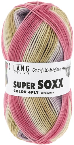 Lang Yarns Super Soxx Color 4-PLY 509 Olijf/Paars/Roze 1143 Burano