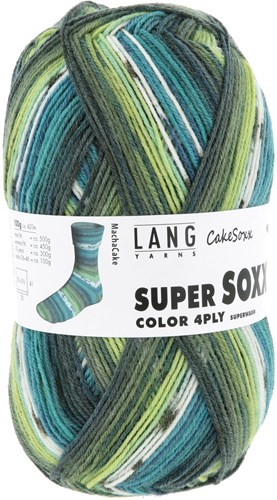 Lang Yarns Super Soxx Color 4-Fach 0541 Groen/Benzine 1149 Machataart-2