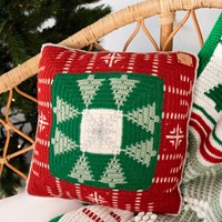 Kerstkussen Haakpakket Groen/rood-2