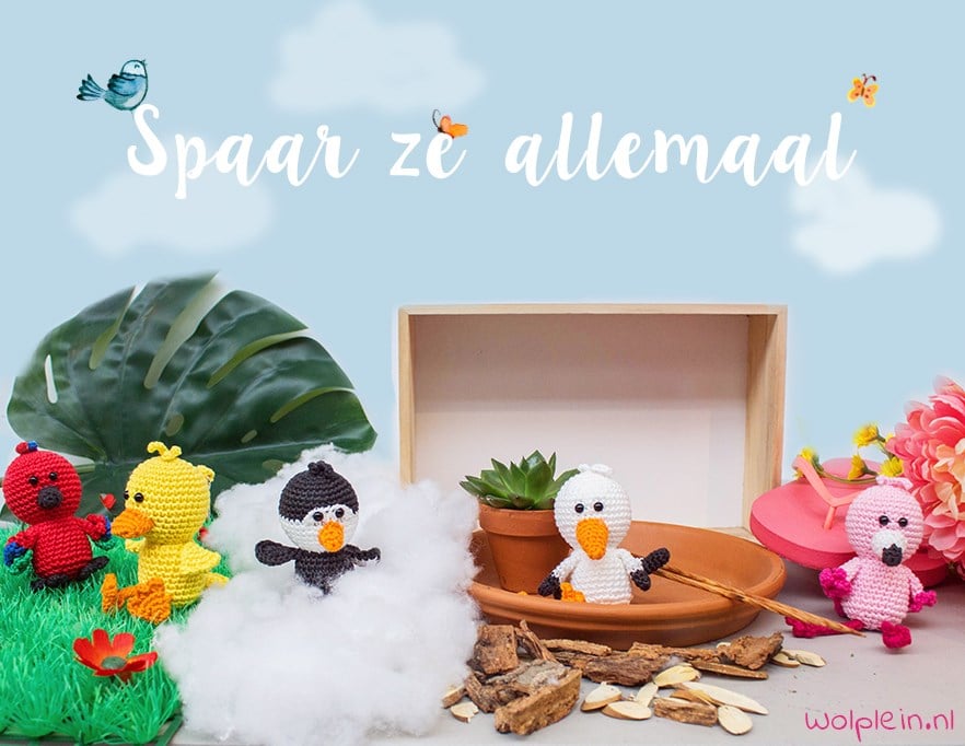 Papegaai Pako - gratis haakpatroon - 5 unieke vogels