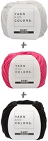 Yarn and Colors Black White and Bright Scarf Haakpakket 035 Girly Pink-2