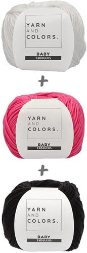 Yarn and Colors Black White and Bright Scarf Haakpakket 035 Girly Pink-2