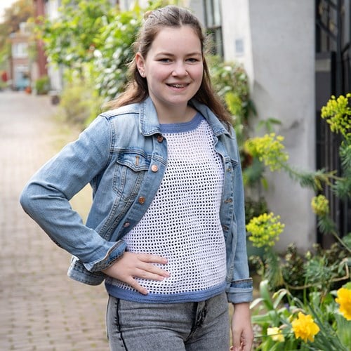 Gehaakte voorjaars top Haakpakket Blauw S/M-2