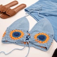 Finishing Stitches - Flower Top Haakpakket Blauw inclusief patroon maat L-3