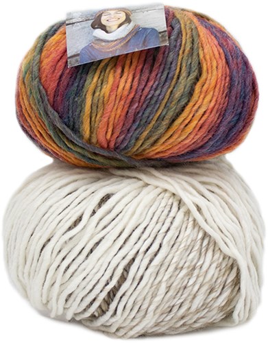 Katia Knit Ensemble 404 Off-white/Fawn brown/Blue/Yellow