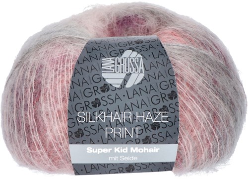 Lana Grossa Silkhair Haze Print 1214 Light Gray / Salmon / Purple / Pale Pink