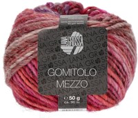 Lana Grossa Gomitolo Mezzo 127 Gray purple/wine red/gray/terracotta/fuchsia/salmon/red/purple