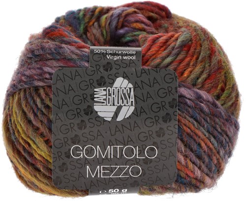 Lana Grossa Gomitolo Mezzo 129 Orange/rust/brown red/night blue/violet blue/gray purple