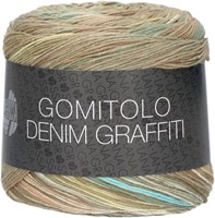 Lana Grossa Gomitolo Denim Grafitti 358 Gray brown / light gray / yellow / turquoise / salmon pink / ecru / petrol