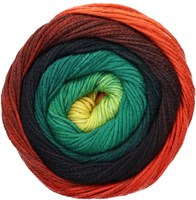 Lana Grossa Gomitolo Aloha 311 Orange / red / black red / black / petrol / dark green / green / yellow