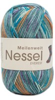 Lana Grossa Meilenweit 100 Nessel Everest 5137 Turquoise / orange / white / blue / dark purple
