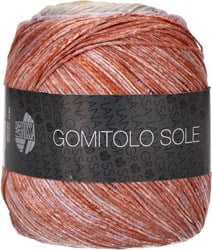 Lana Grossa Gomitolo Sole 930 yellow/lilac purple/rust/cinnamon brown