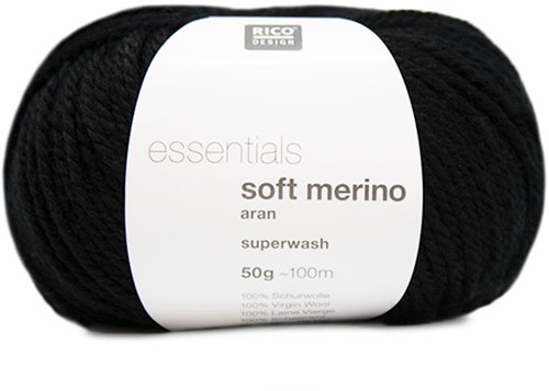 Rico Essentials Soft Merino Aran 090 Black