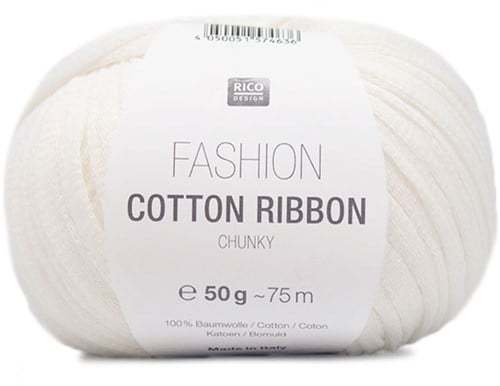 Rico Fashion Cotton Ribbon Chunky 01 Wit