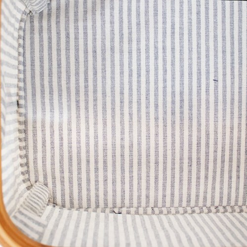 Opberg Box Opvouwbaar Canvas en Bamboe Grijs Gestreept-2