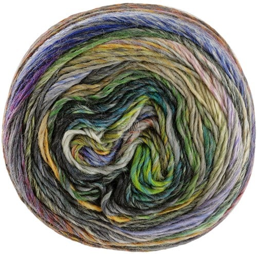 Lana Grossa Colorissimo 201 Licht- en donkergrijs, ijsblauw, petrol, zacht- en oudroze, grijsbruin, olijf, paars, turquoise