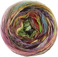 Lana Grossa Colorissimo 206 Taupe, mint, tomatenrood, geelgroen, geel, oranje, paars, donkergrijs, bes, zwartgroen