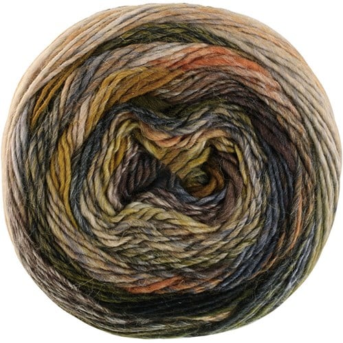 Lana Grossa Colorissimo 215 Oranjebruin,Zilver,Lichtgrijs,Lichtbeige,Blauw,Staalgrijs,Mos,Bosgroen