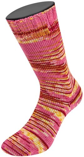 Lana Grossa Cool Wool 4 Socks Print 3 7201 Roze/Wijnrood/Ecru/Geel/Camel-3
