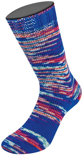 Lana Grossa Cool Wool 4 Socks Print 3 7202 Kobaltblauw/kleirood/wit/jade/donkerfuchsia/lichtblauw-3