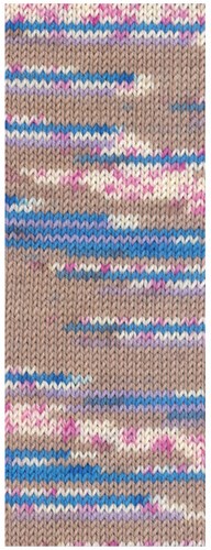 Lana Grossa Cool Wool 4 Socks Print 3 7203 Beige/Korenbloem/Wit/Roze/Paars-2