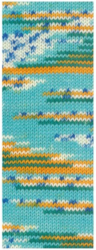 Lana Grossa Cool Wool 4 Socks Print 3 7205 Turquoise/Opaalgroen/Geel Oranje/Wit/Licht/Kobaltblauw-2