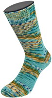 Lana Grossa Cool Wool 4 Socks Print 3 7205 Turquoise/Opaalgroen/Geel Oranje/Wit/Licht/Kobaltblauw-3