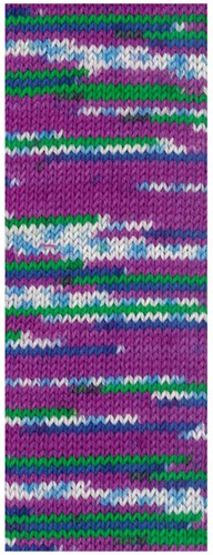 Lana Grossa Cool Wool 4 Socks Print 3 7207 Altviool/Groen/Donkerblauw/Wit/Lichtblauw-2