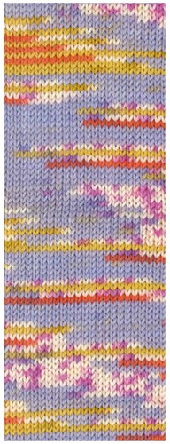 Lana Grossa Cool Wool 4 Socks Print 3 7208 Violet Blauw/Curry/Klei Rood/Ecru/Fuchsia-2