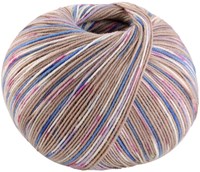Lana Grossa Cool Wool 4 Socks Print 3 7203 Beige/Korenbloem/Wit/Roze/Paars