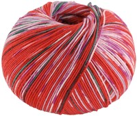 Lana Grossa Cool Wool 4 Socks Print 3 7206 Rood/Opaalgroen/Wit/Paars/Fuchsia