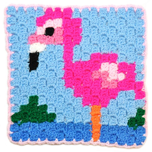 Haakpatroon Corner to corner flamingo