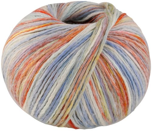 Lana Grossa Cotonella Multi 104 Ruw wit/lichtblauw/bleek/geelgroen/roest