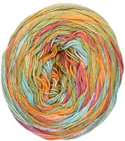 Lana Grossa Gomitolo Denim Grafitti 352 Green / Orange / Fuchsia / Turquoise / Olive-2