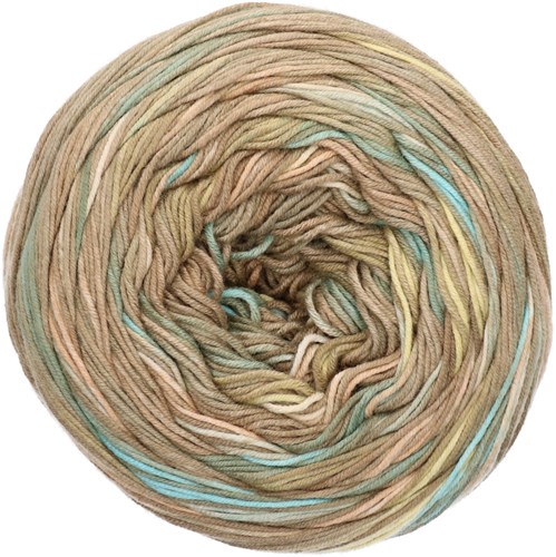 Lana Grossa Gomitolo Denim Grafitti 358 Gray brown / light gray / yellow / turquoise / salmon pink / ecru / petrol-2