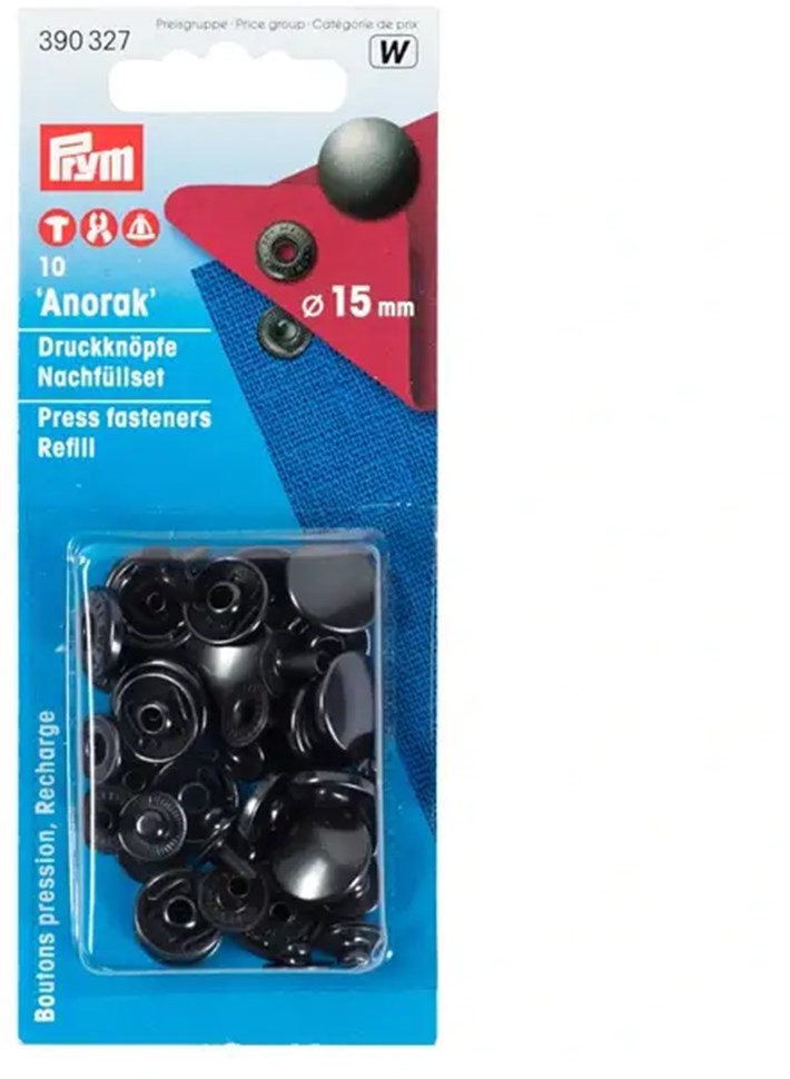 Boutons pression sport camping Noir 15 mm Prym 390200