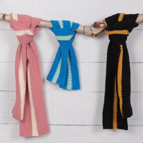 Haakpatroon Double Four Family Stripe Scarf-2