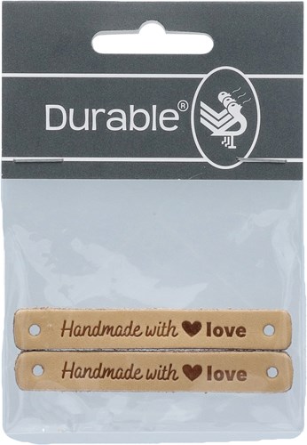 Durable Leren Label Handmade with Love (2 stuks) 001 Light Brown